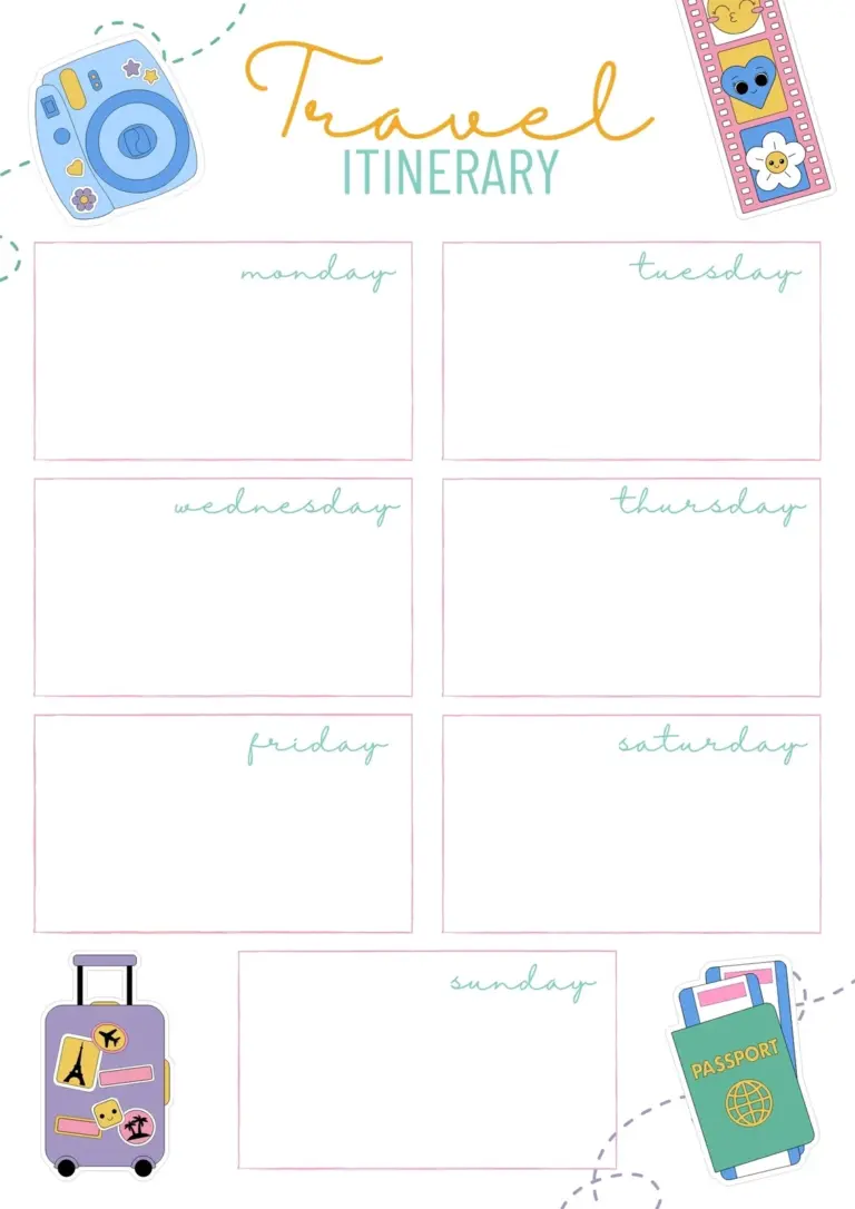 Free And Customizable Itinerary Planner Templates Canva