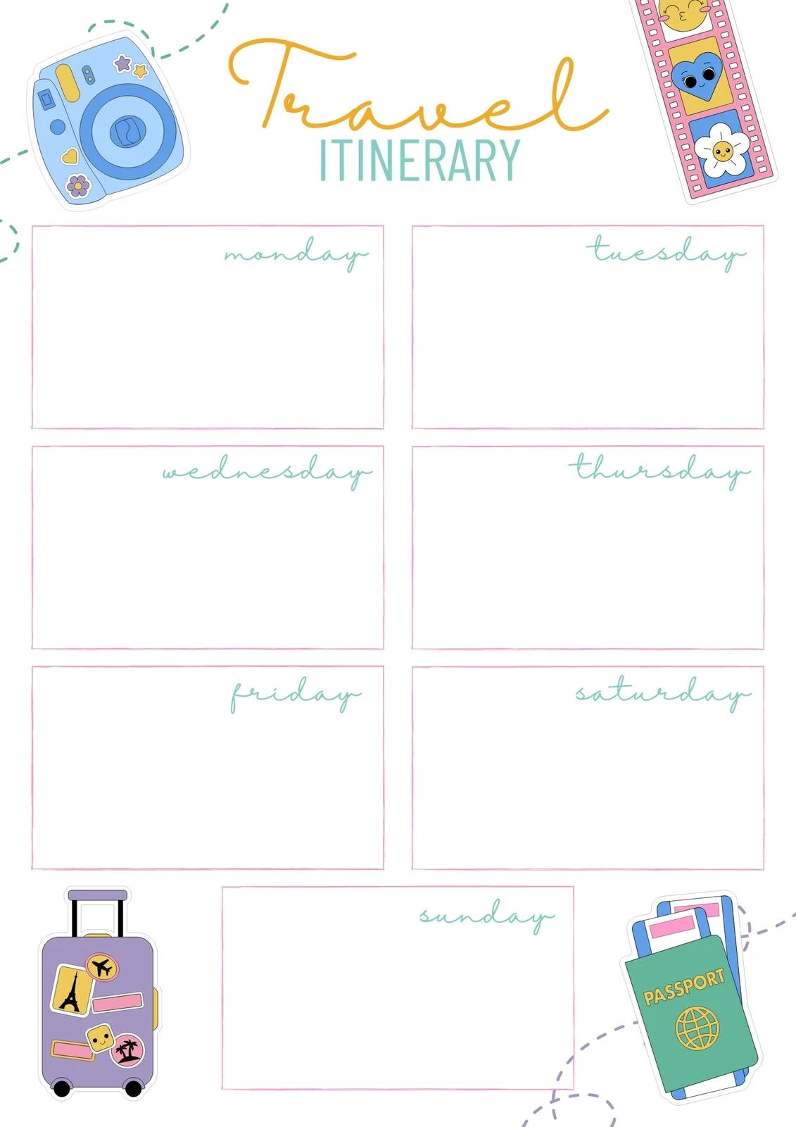 Free And Customizable Itinerary Planner Templates Canva