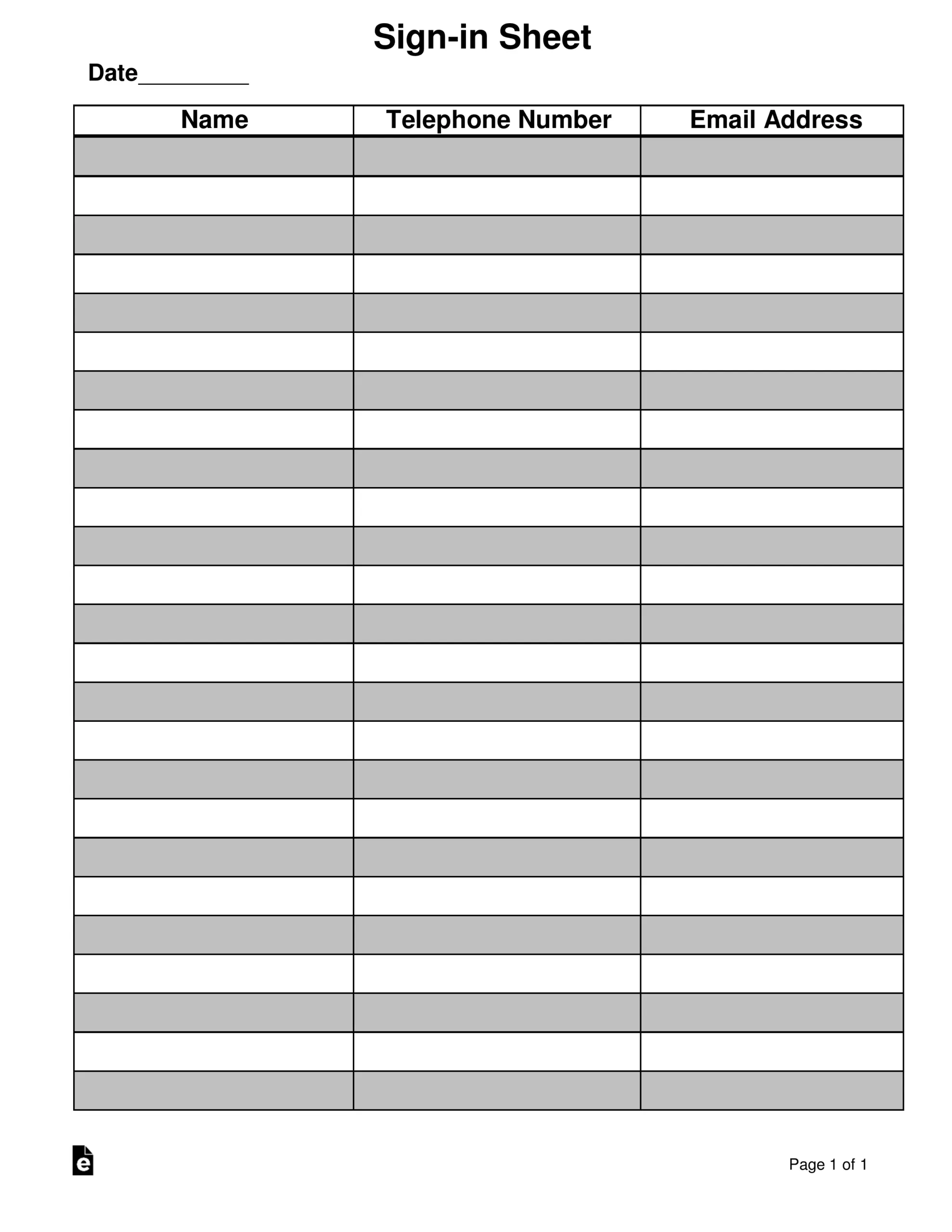 Free Attendance Guest Sign in Sheet Template PDF Word EForms