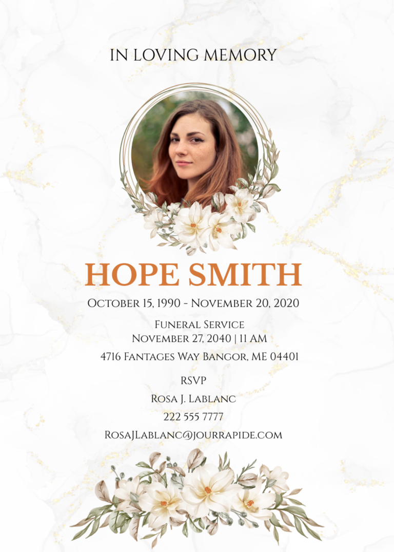 Free Blank Funeral Announcement Card Template To Edit Online