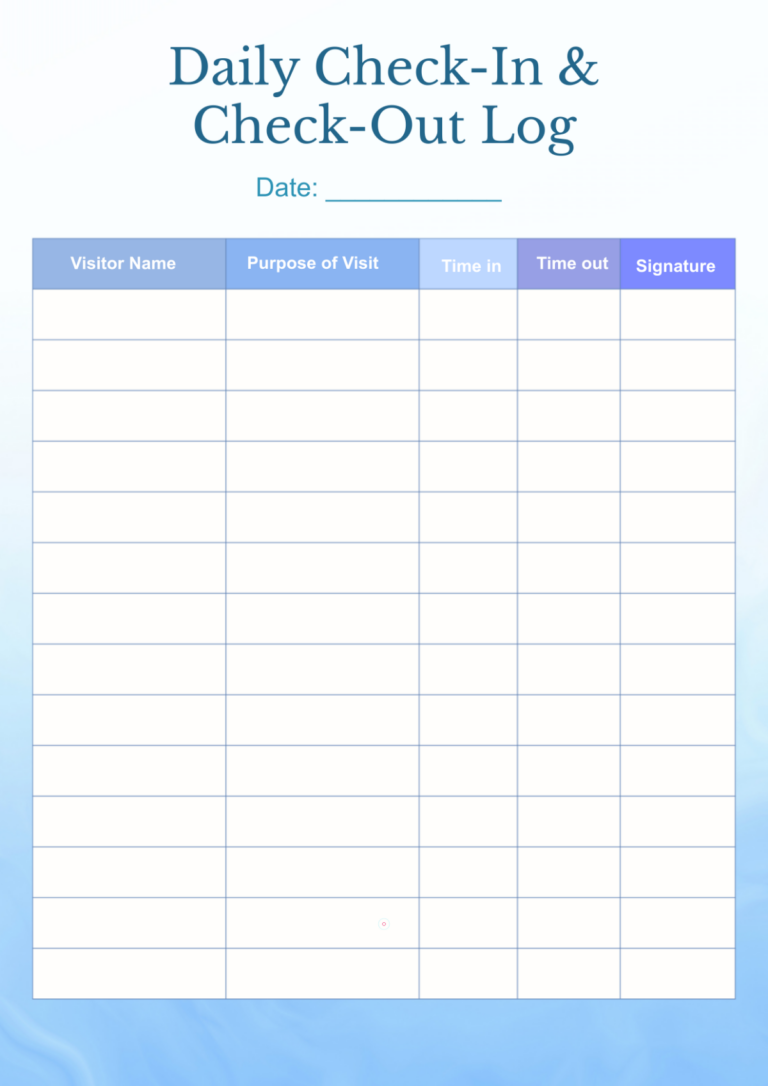Free Check In Check Out Templates To Edit Online Print
