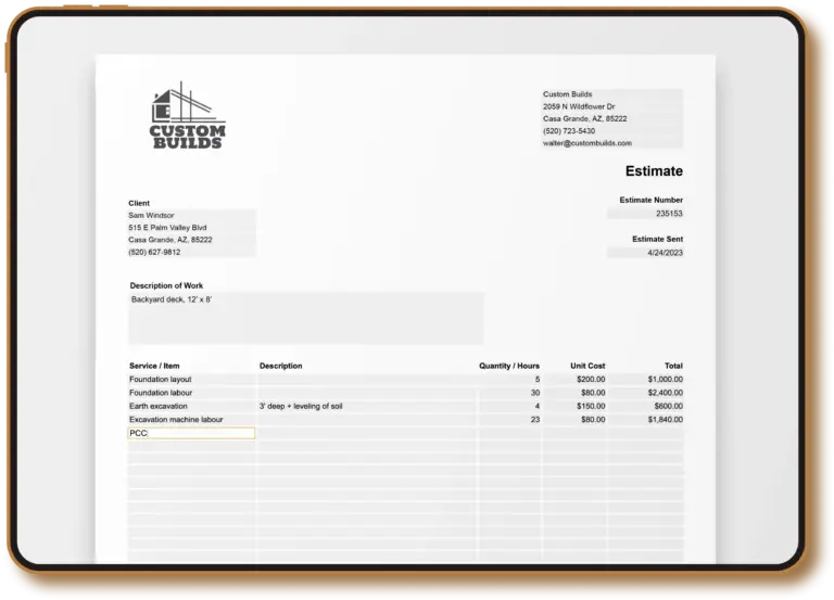 Free Construction Estimate Template NorthOne