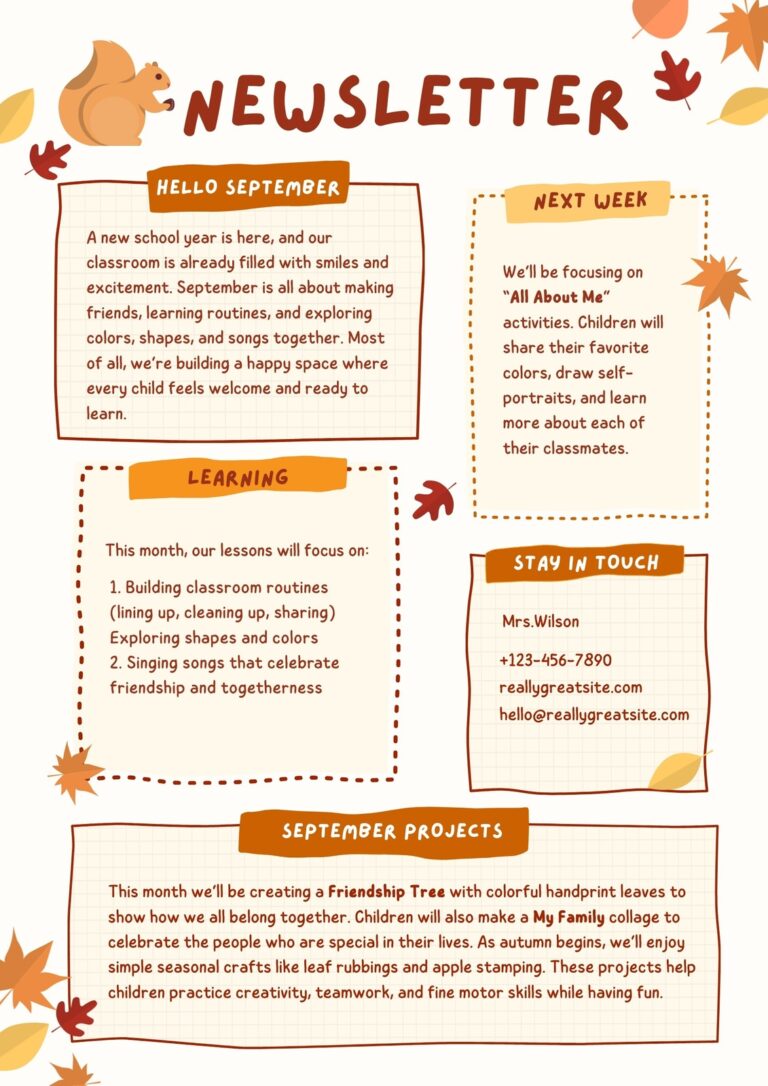 Free Custom Printable Preschool Newsletter Templates Canva