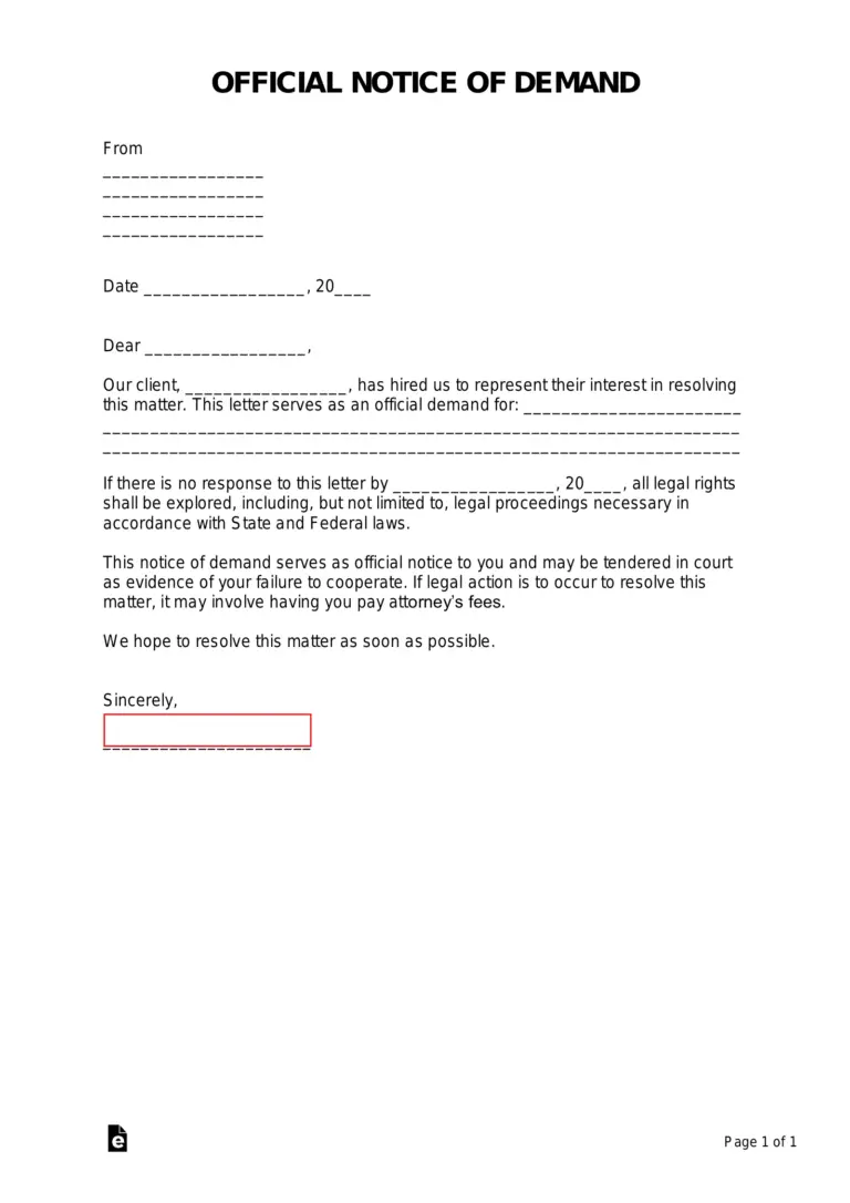 Free Demand Letter From Attorney Sample PDF Word EForms