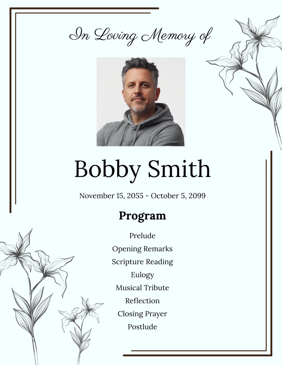 Free Editable Funeral Program Template To Edit Online