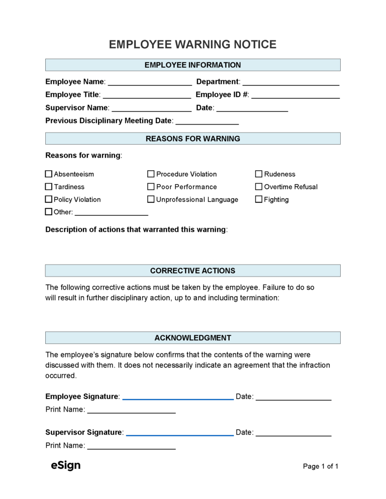 Free Employee Write Up Forms 6 PDF Word