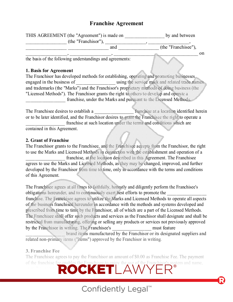 Free Franchise Agreement Template FAQs Rocket Lawyer
