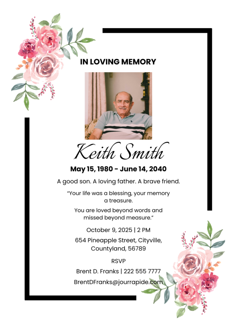 Free Funeral Home Remembrance Card Template To Edit Online