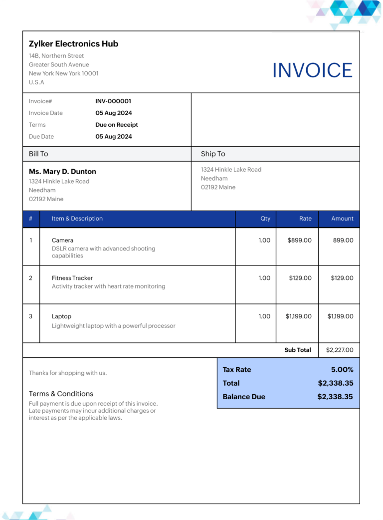 Free Invoice Template Excel For Download