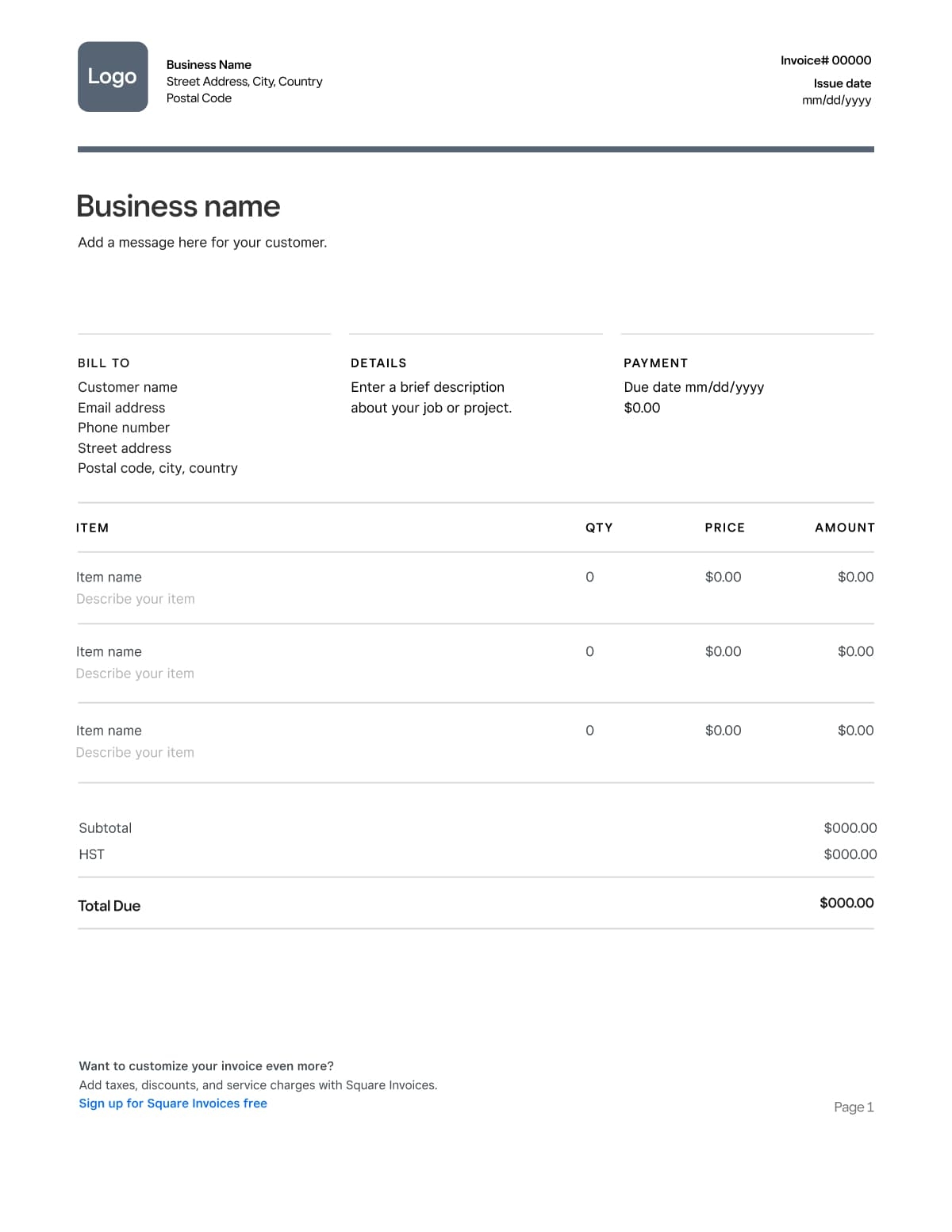 Free Invoice Templates Customize In Word PDF Excel Square