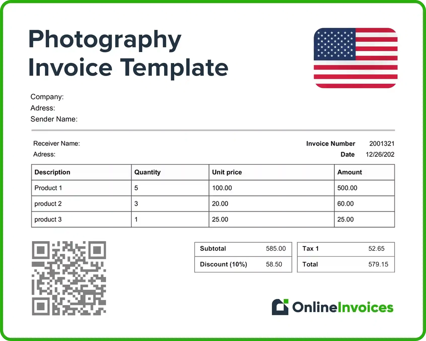 Free Invoice Templates USA Online Invoices Generator