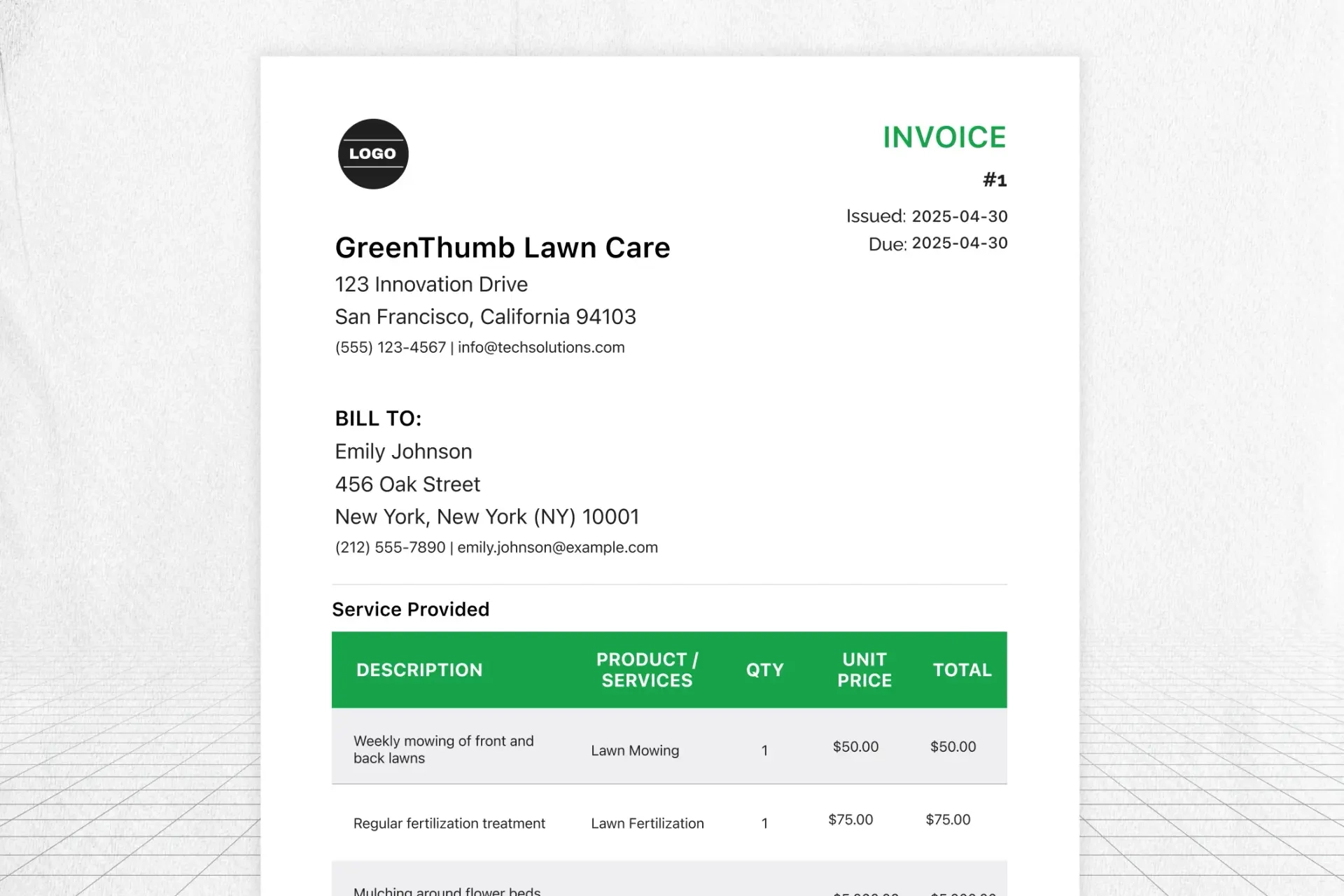 Free Lawn Care Invoice Template Fast Professional Billing