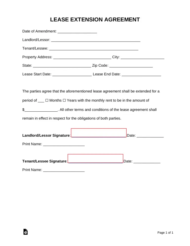 Free Lease Extension Agreement Residential Commercial PDF Word EForms