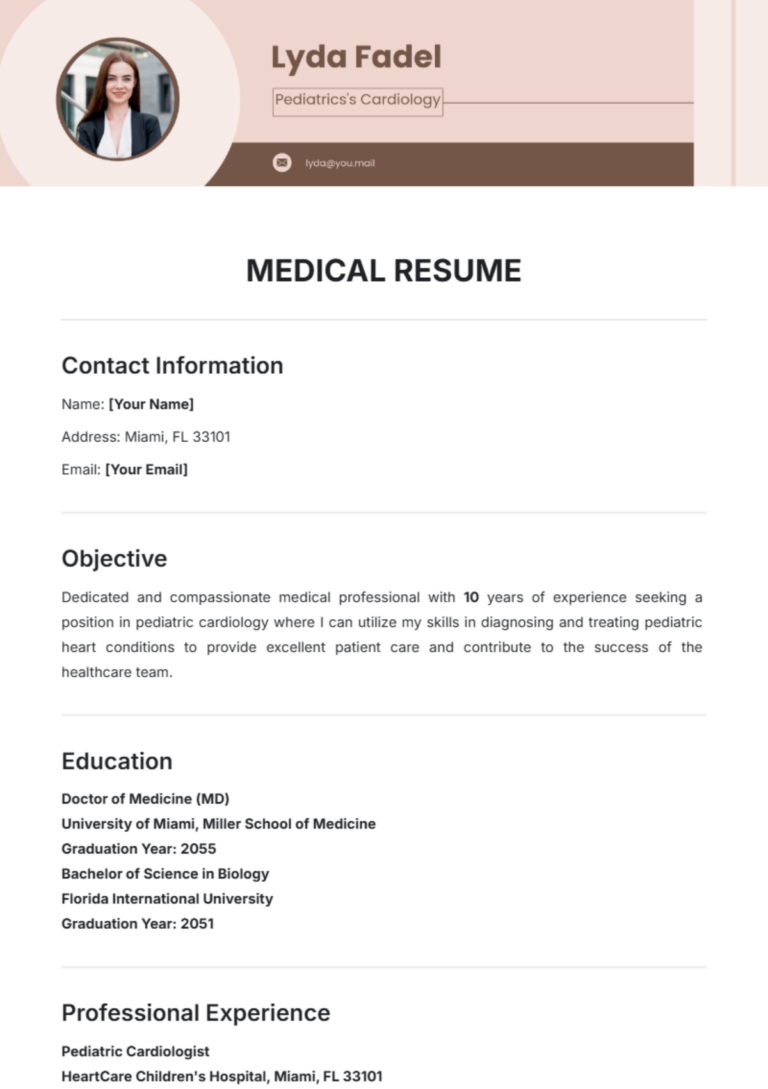 Free Medical Resume Templates To Edit Online And Download
