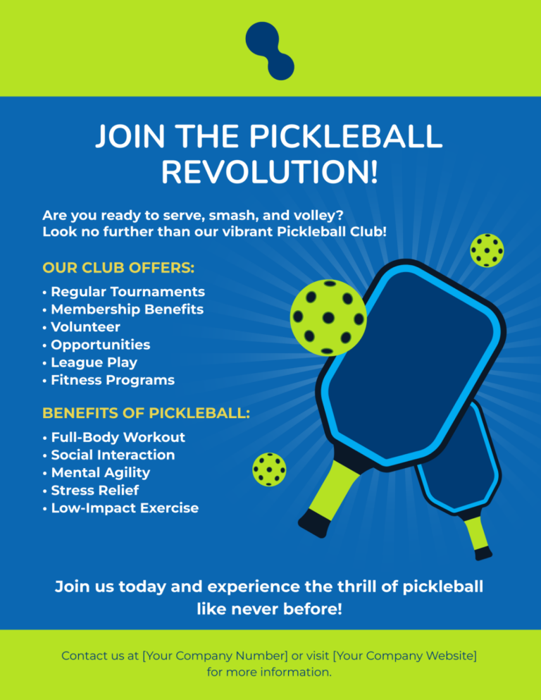 Free Pickleball Club Flyer Template To Edit Online