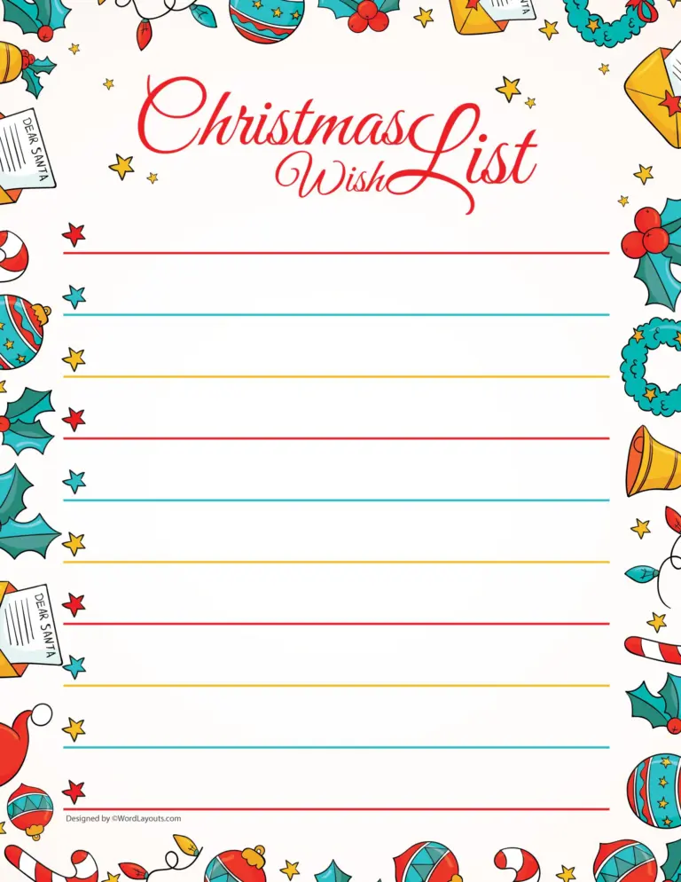 Free Printable Christmas Wish List Templates