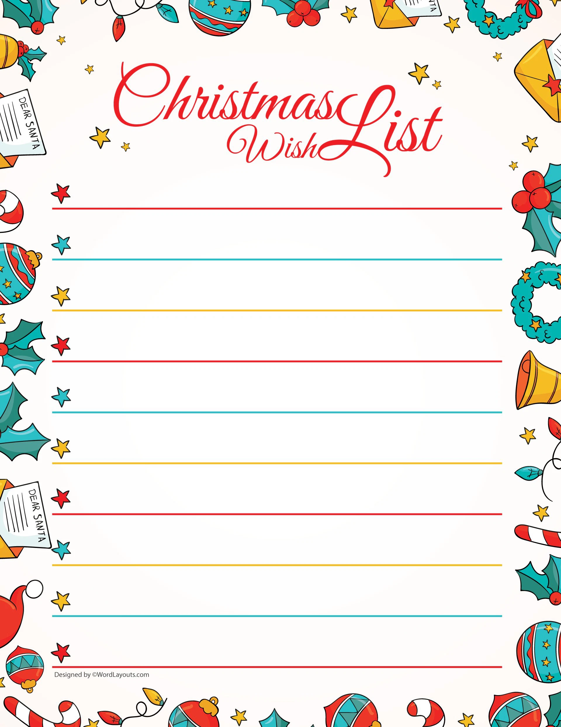 Free Printable Christmas Wish List Templates