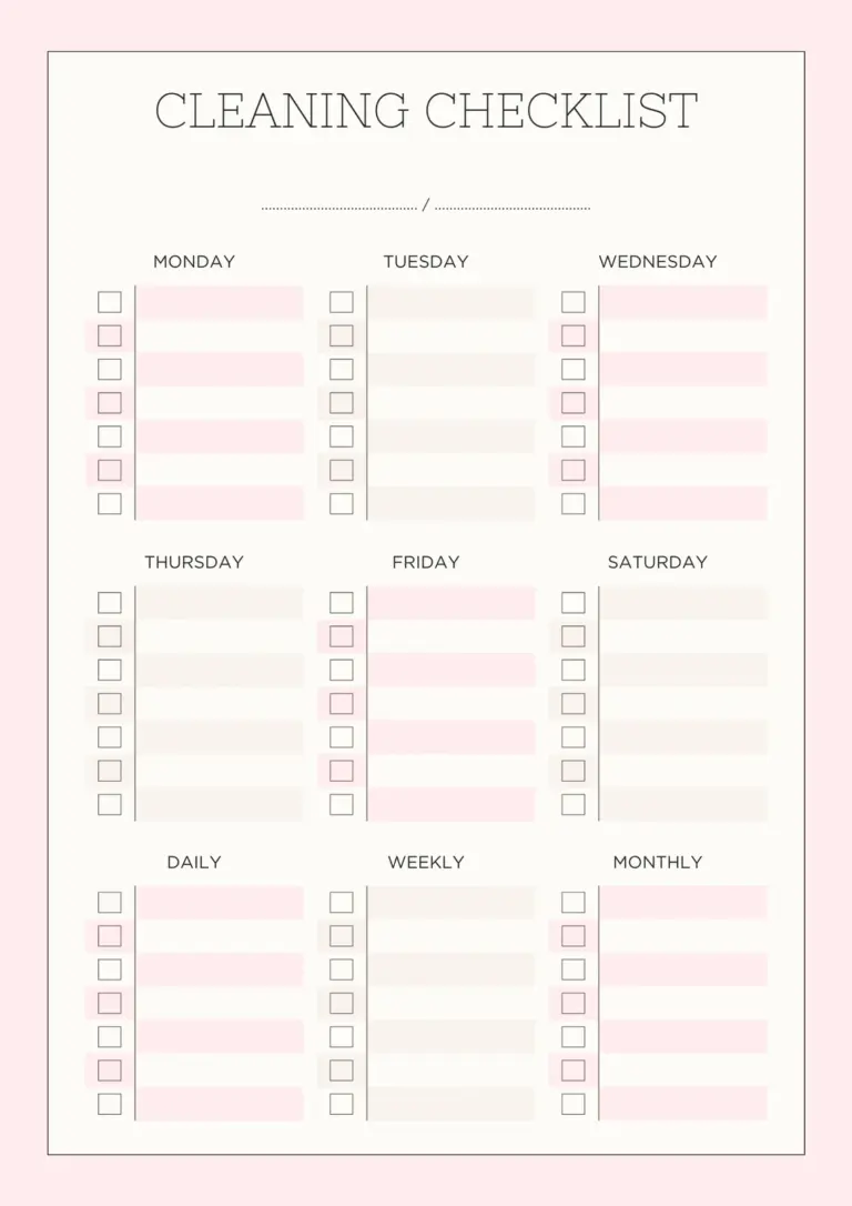 Free Printable Cleaning Checklist Templates Canva