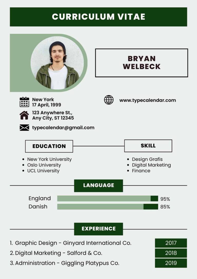 Free Printable Curriculum Vitae CV Templates Word PDF For Students