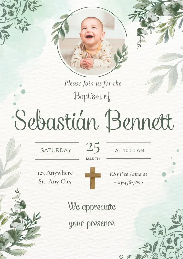 Free Printable Customizable Baptism Invitation Templates Canva