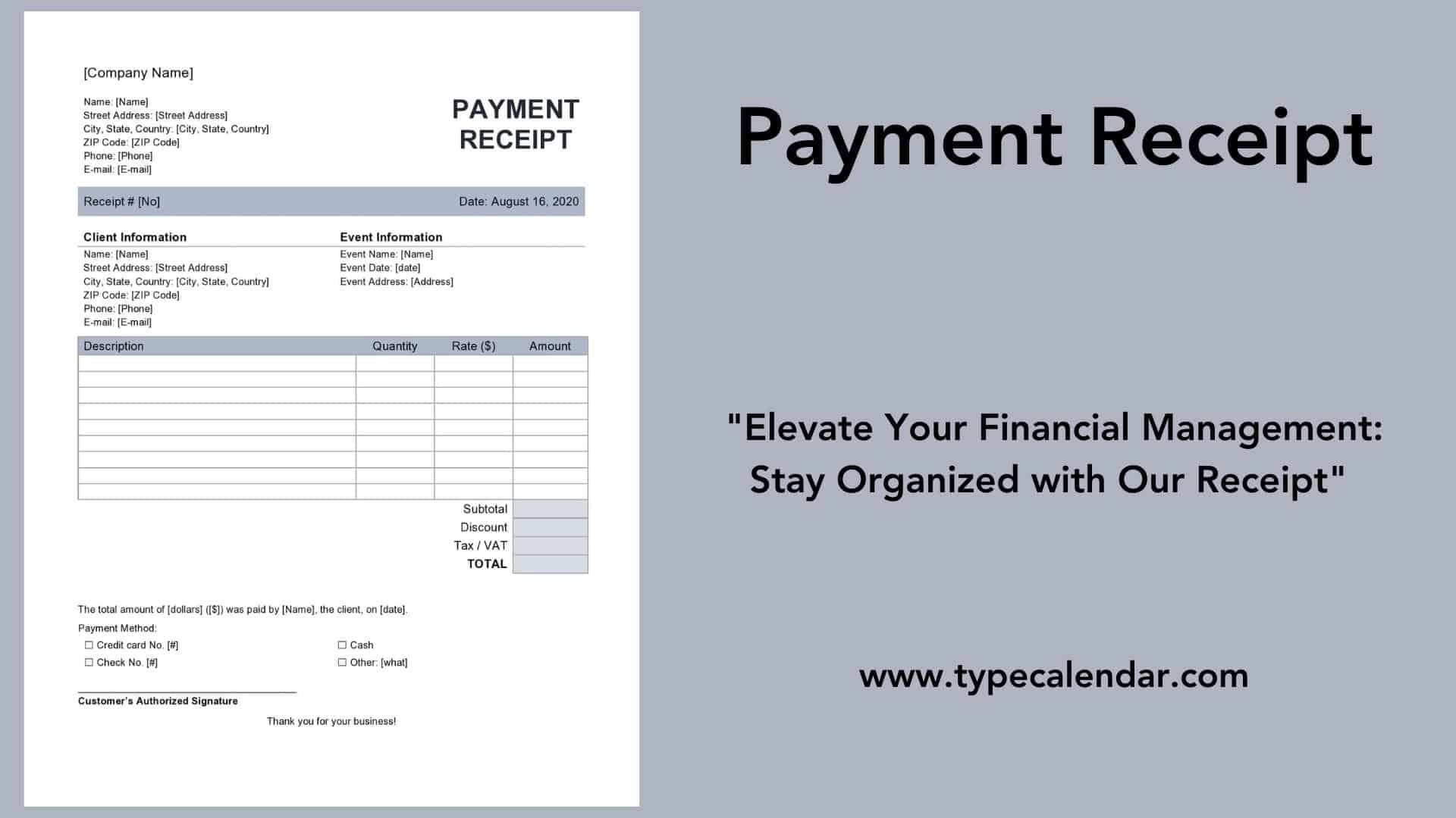 Free Printable Payment Receipt Templates Word Excel PDF