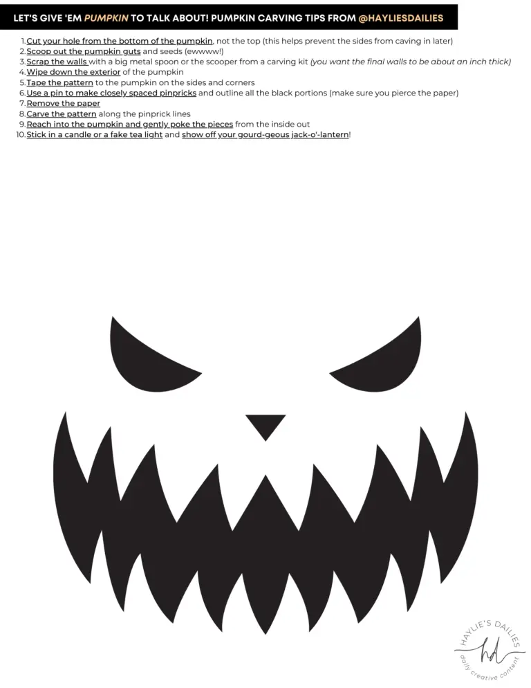Free Printable Pumpkin Carving Patterns For The Most Boo tiful Jack o Lanterns In Town Haylie s Dailies