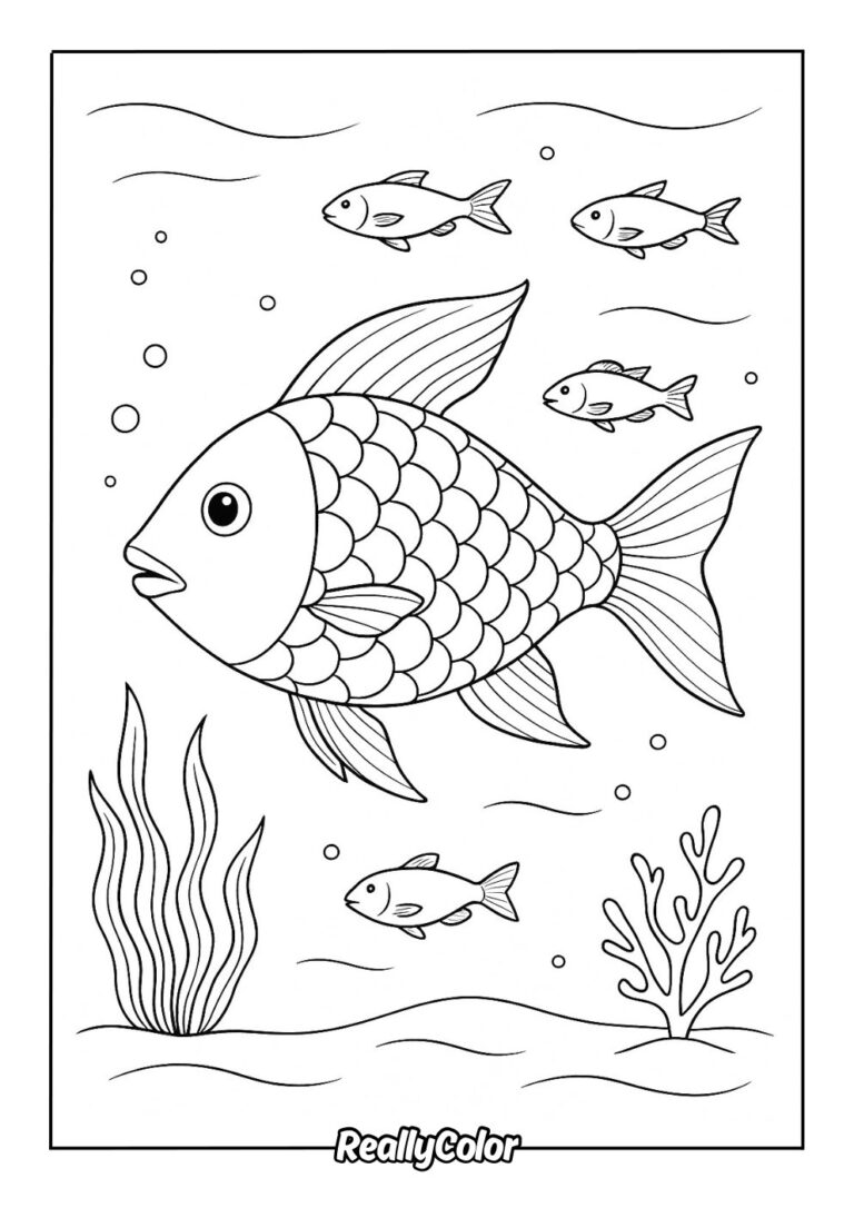 Free Printable Rainbow Fish Coloring Pages