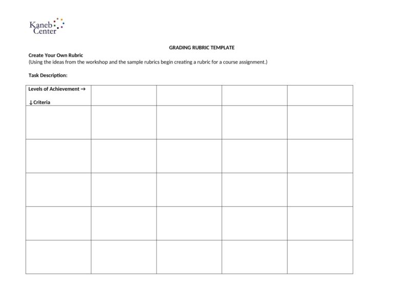 Free Printable Rubric Templates Word Excel PDF Grading Scoring