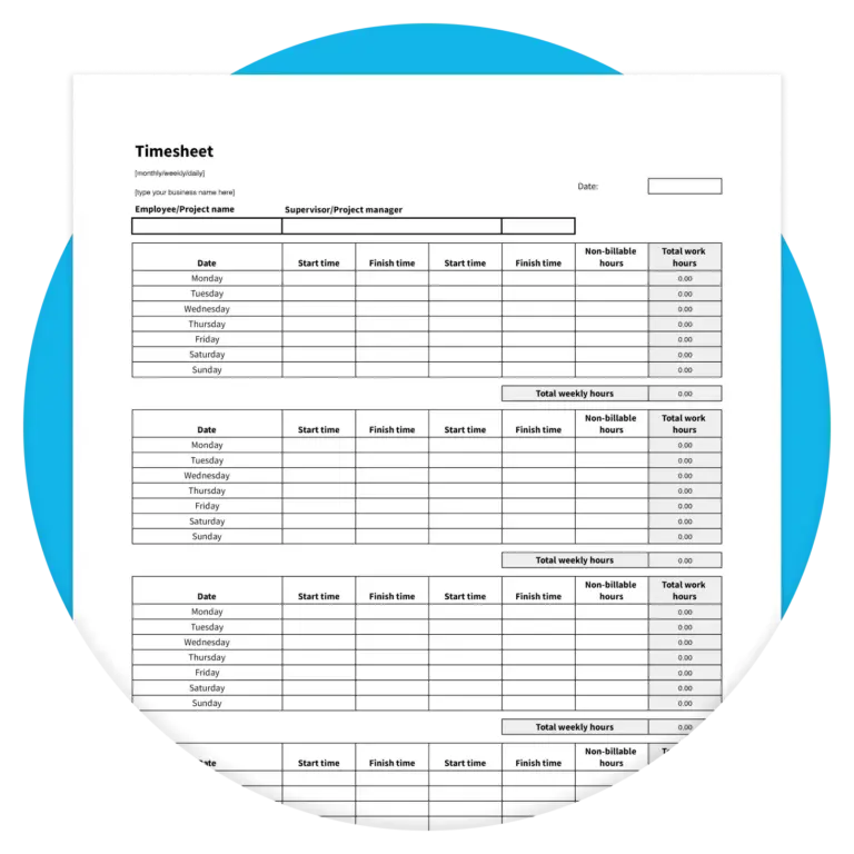 Free Printable Timesheet Template For Small Businesses Xero