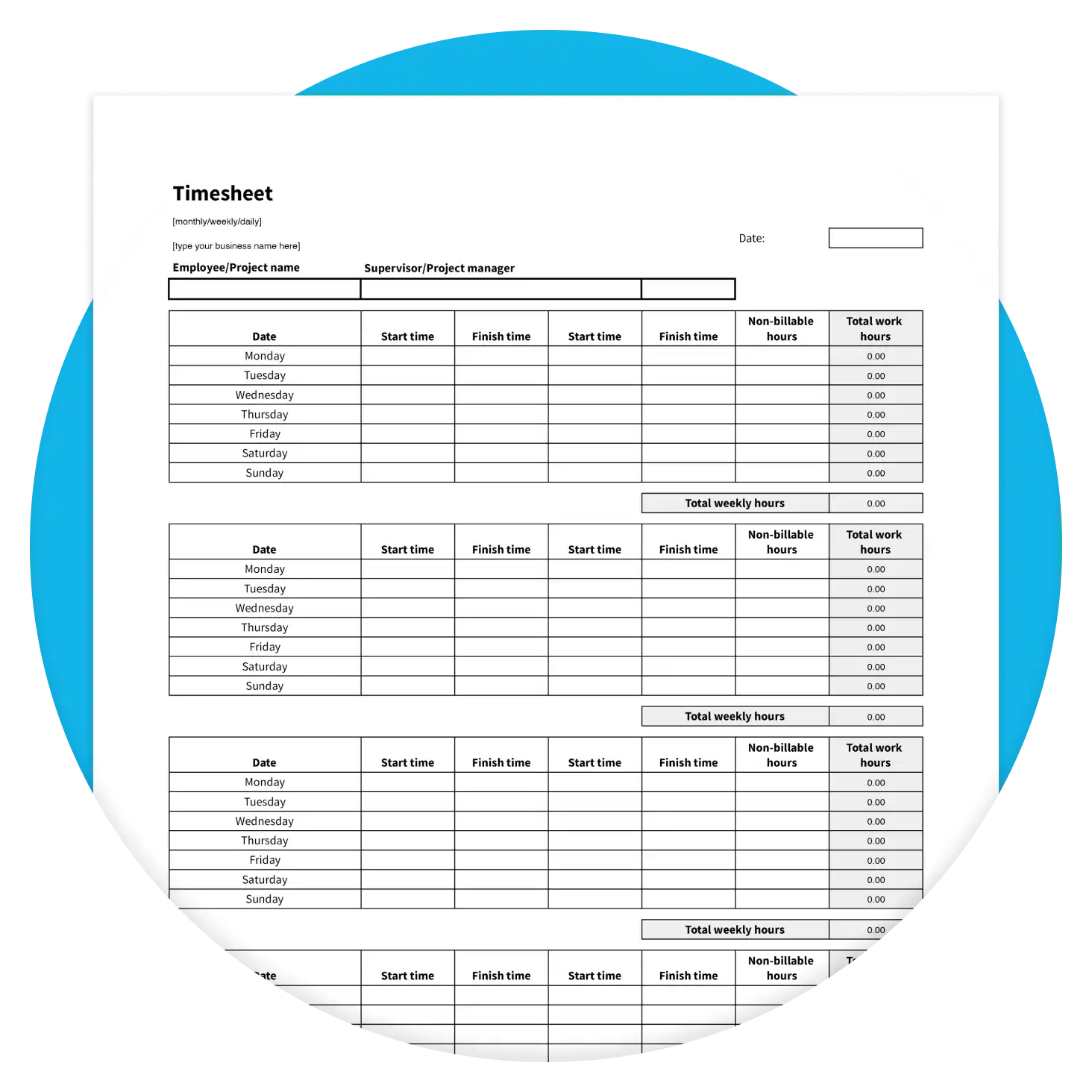Free Printable Timesheet Template For Small Businesses Xero