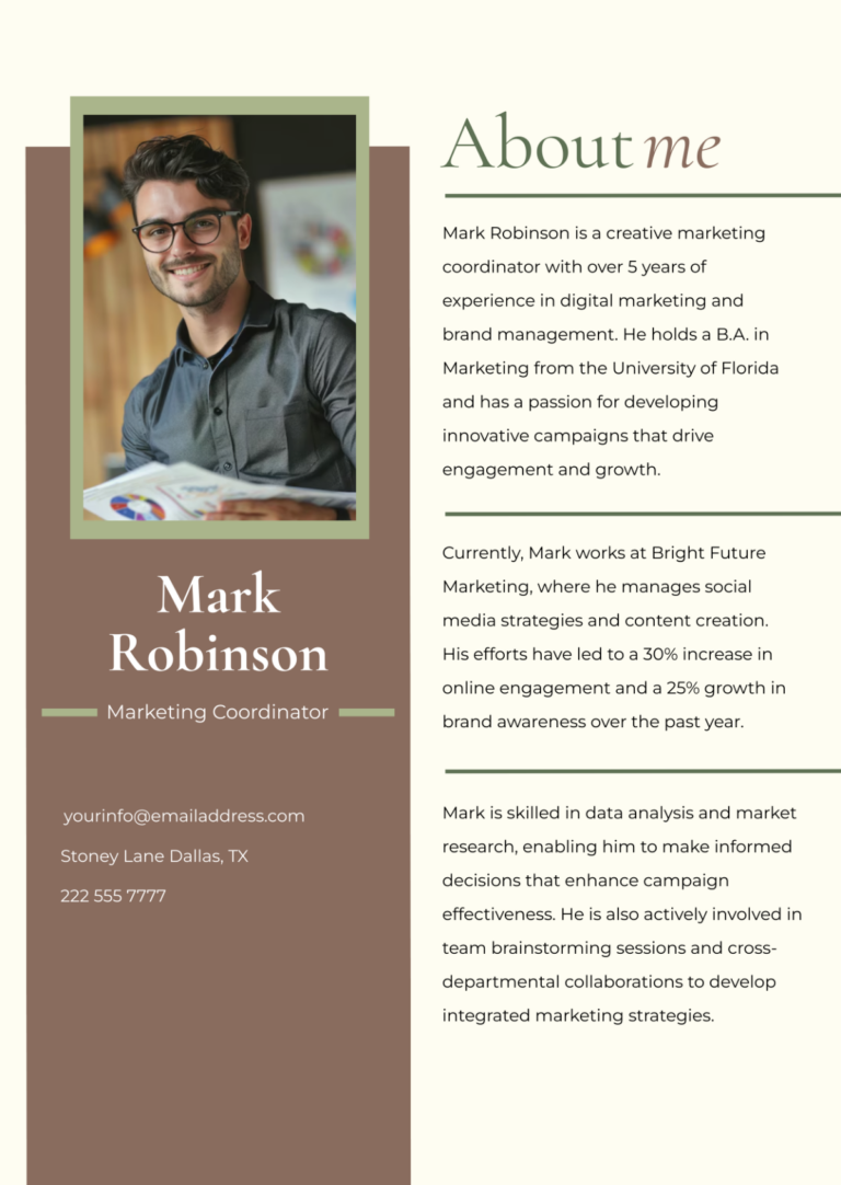 Free Professional Bio Templates To Edit Online