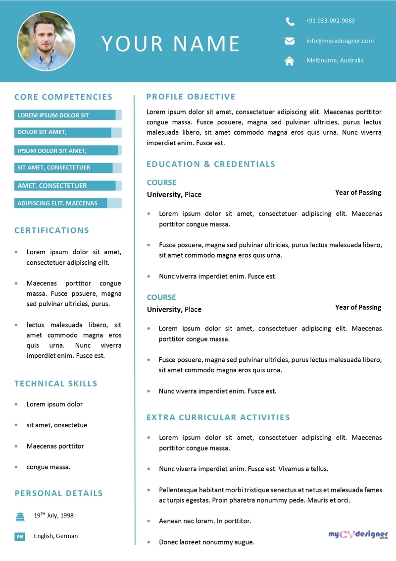 Free Resume Templates My CV Designer
