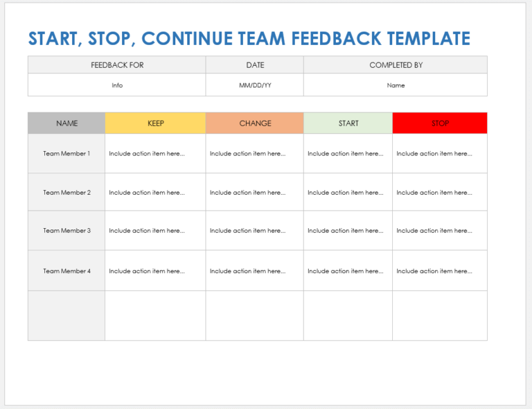 Free Start Stop Continue Templates Smartsheet