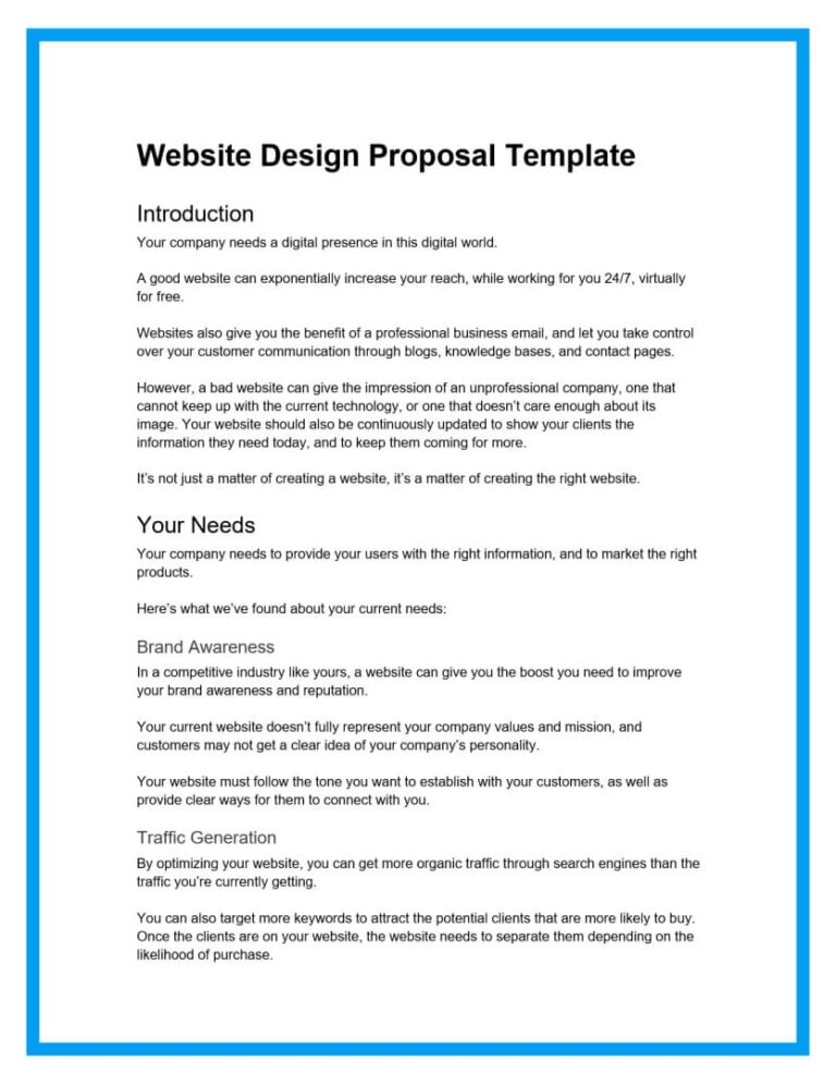 Free Website Proposal Template And Sample