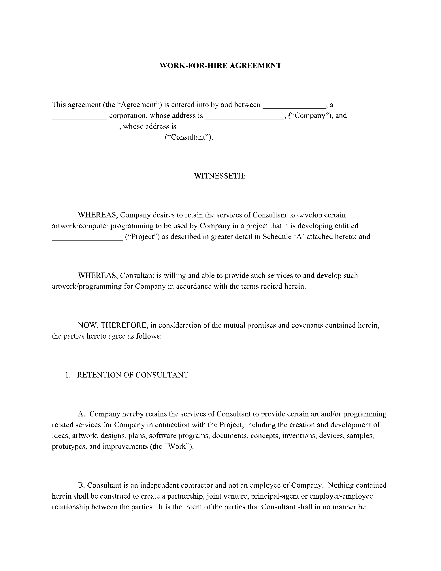 Free Work For Hire Agreement Template In 2021 CocoSign