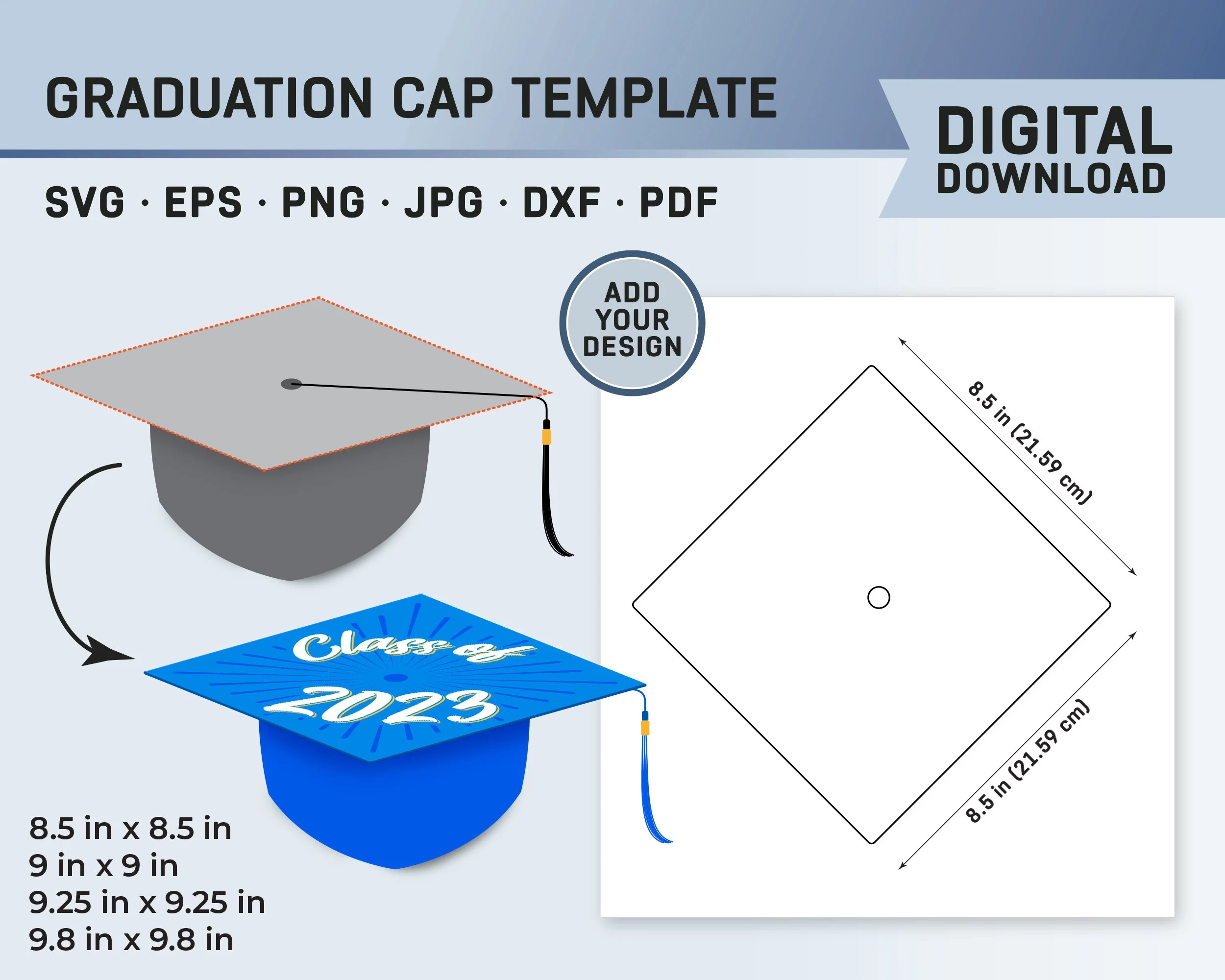 Graduation Cap Template Graduation Hat Template Graduate Cap Template Blank Graduation Cap Graduation Cap Sublimation Canva SVG PNG Etsy