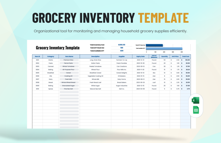 Grocery Inventory Template In Excel Google Sheets Download Template
