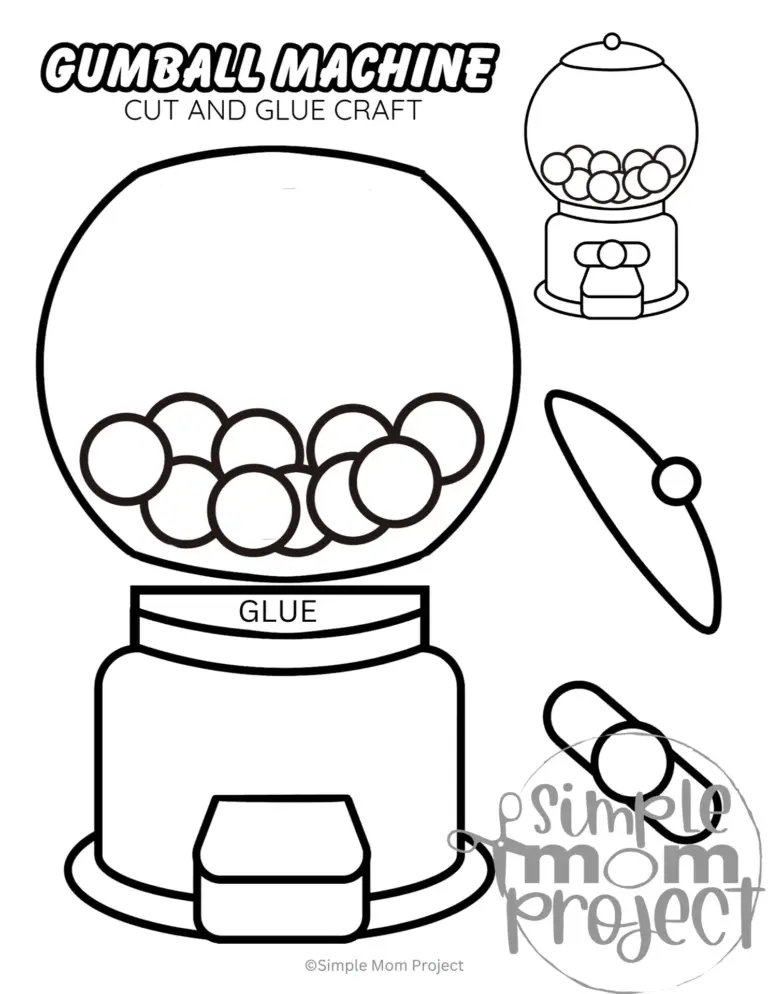 Gumball Machine Craft Printable Cut Paste Activity For Kids Simple Mom Project Store