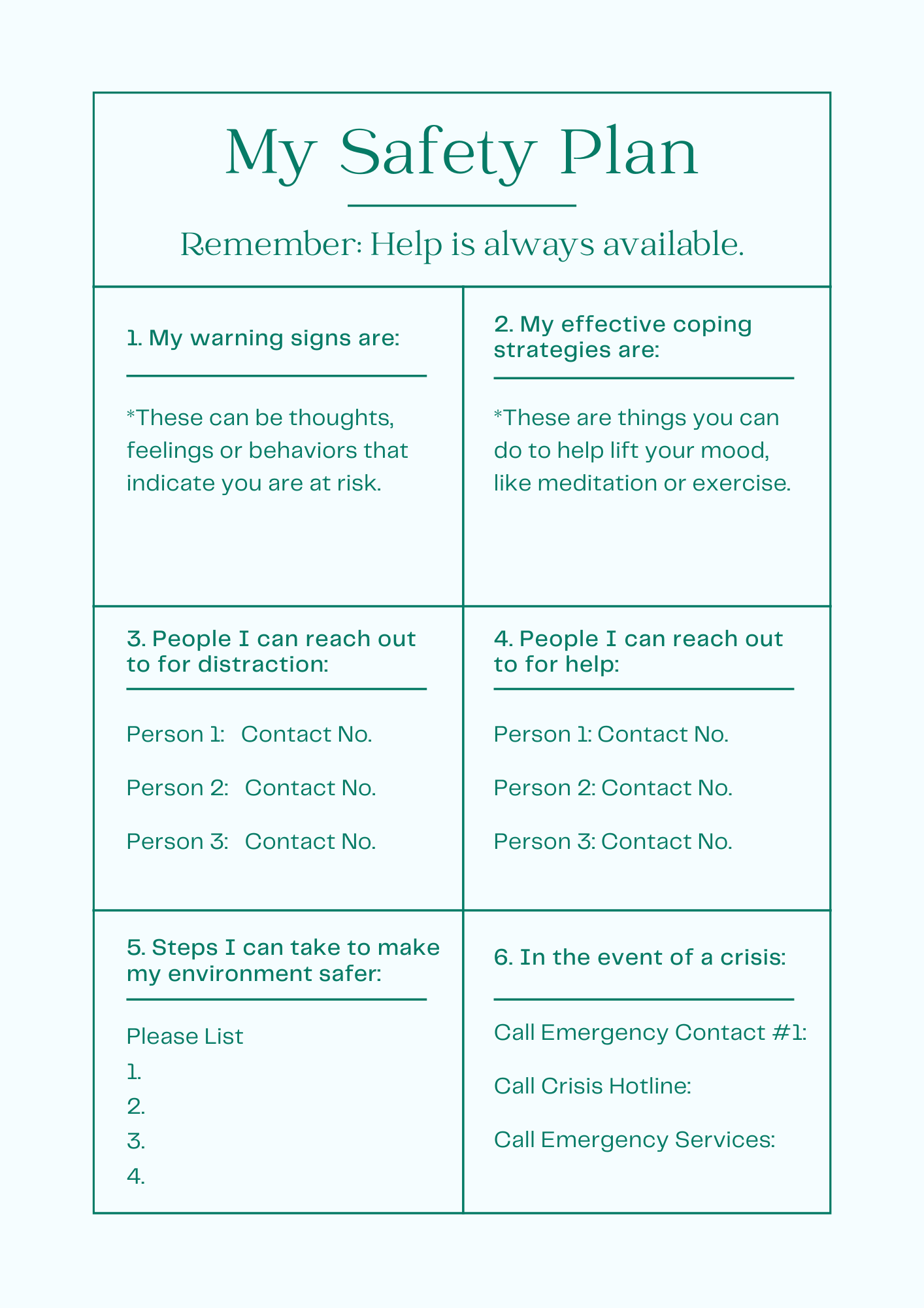 How To Create A Crisis Safety Plan For Suicidal Thoughts Therapy In A Nutshell
