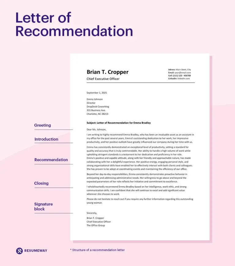 How To Write A Letter Of Recommendation Templates Examples