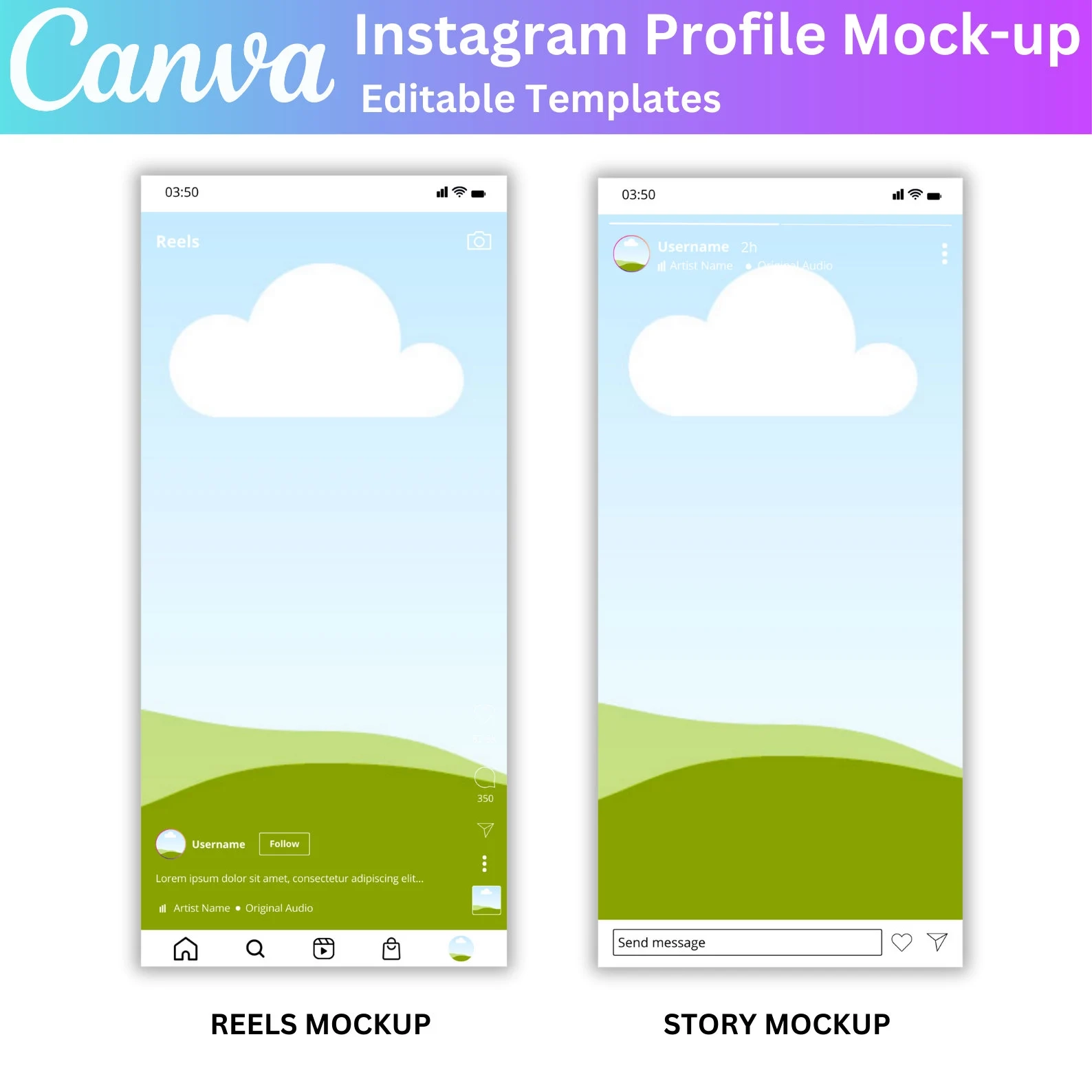 Instagram Profile Mock up Editable Canva Templates Social Media Instagram Mock up For Reels Posts Social Media Feed Planner Etsy