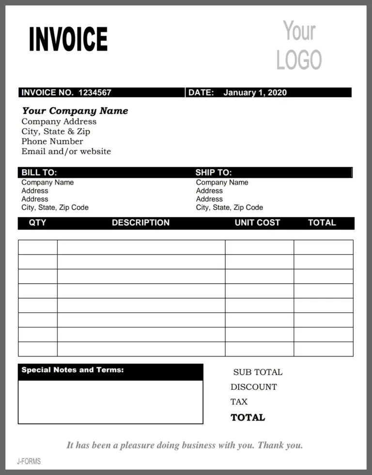 Invoice Template Printable Invoice Business Form Editable Invoice Receipt Microsoft Invoice Instant Downloadable Etsy