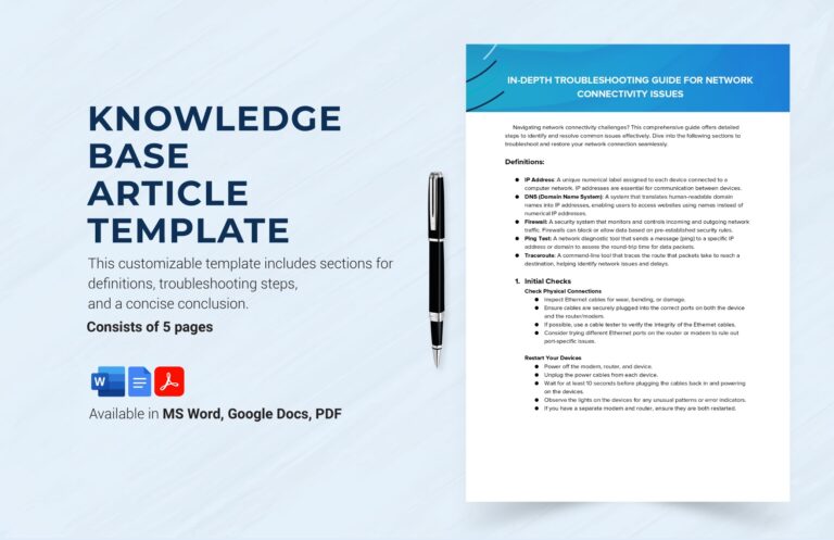 Knowledge Base Article Template In Word PDF Google Docs Download Template