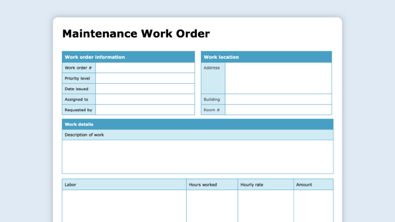 Maintenance Work Order Form Free Printable Template FMX