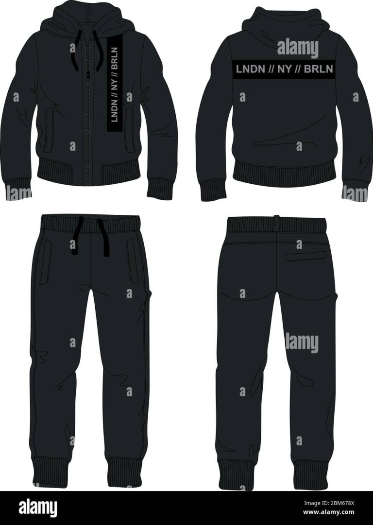 Man Suit Set Zipper Hoodie Jacket Joggers Pants Black London Template Stock Vector Image Art Alamy