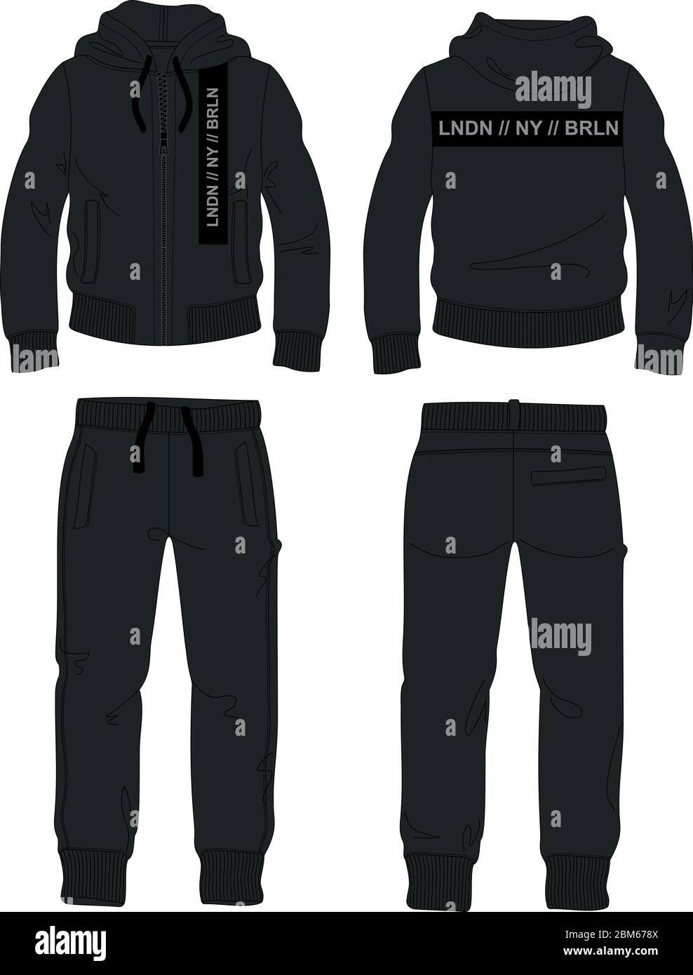 Man Suit Set Zipper Hoodie Jacket Joggers Pants Black London Template Stock Vector Image Art Alamy