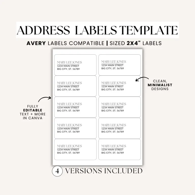 Minimalist Return Address Label Template Shipping Address Labels Size 2x4 Avery Label 8163 Editable Canva Template Wedding Showers Etsy