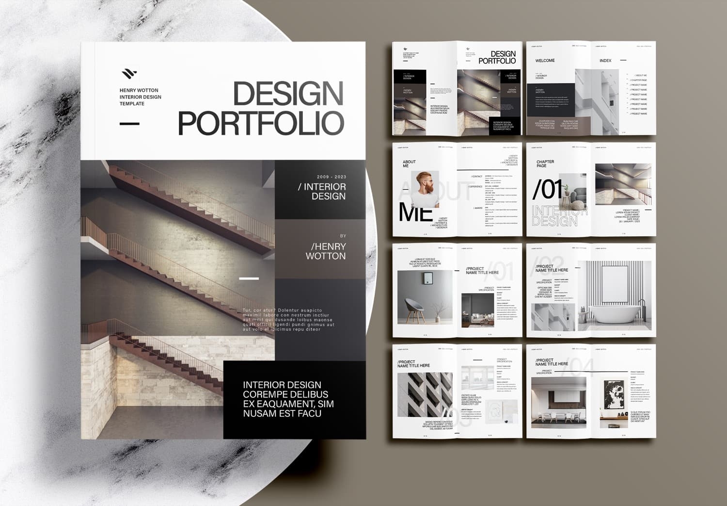 Modern Interior Design Portfolio Free InDesign Template Unsell Design