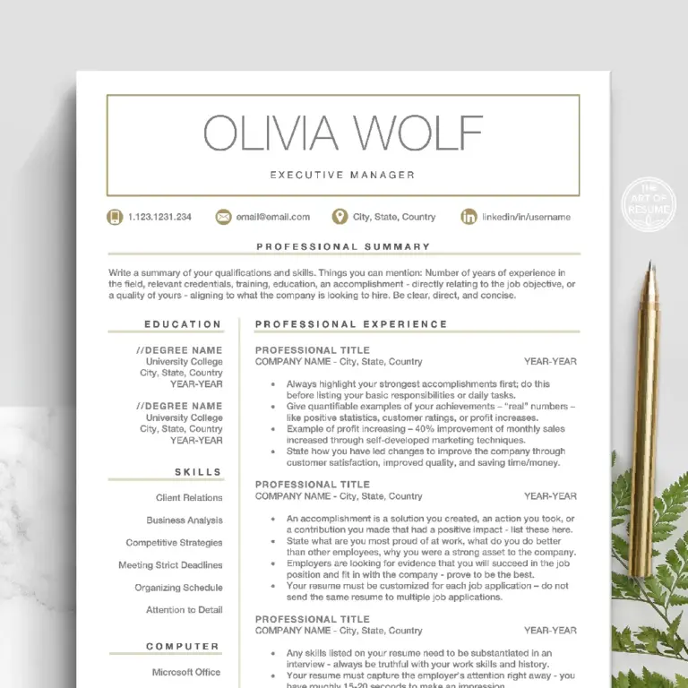 Modern Resume Design Professional CV Template Free Cover Letter The Art Of Resume