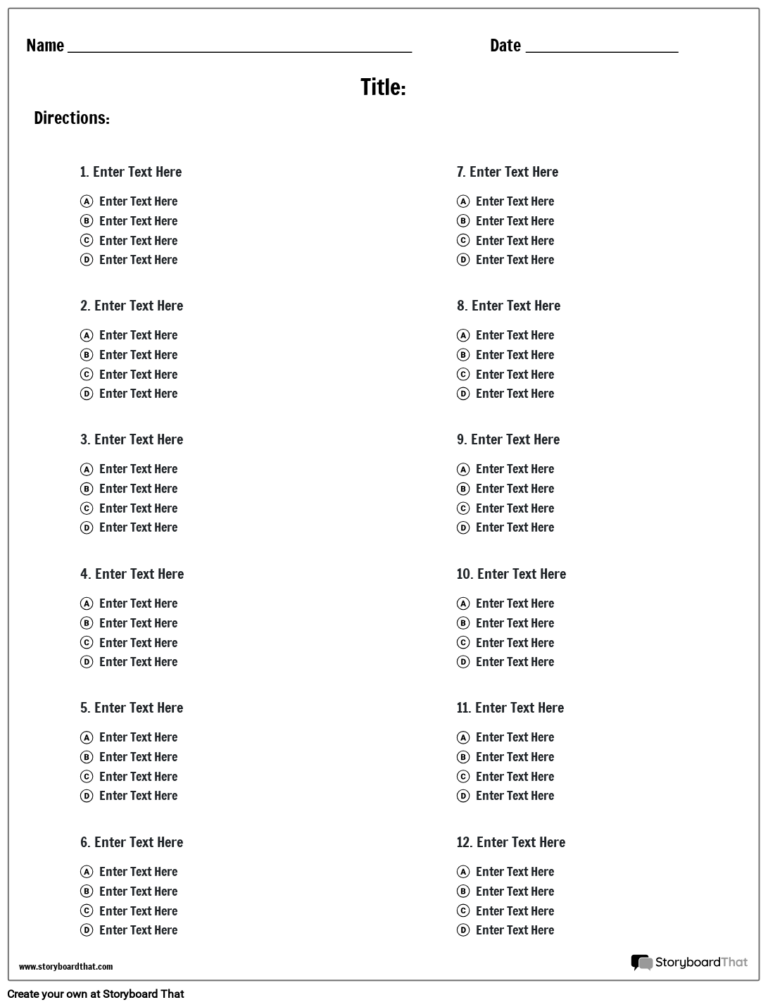 Multiple Choice Worksheet Maker Free Templates